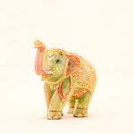 Hand-Painted Green Jade Royal Elephant Statue (4.8 Inches) – Traditional Rajasthani Seated Ambabari Sculpture - Image 3
