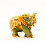 Hand-Painted Green Jade Royal Elephant Statue (3.8 Inches) – Traditional Rajasthani Walking Ambabari Sculpture - Image 4