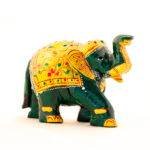Hand-Painted Green Jade Royal Elephant Statue (3.2 Inches) – Traditional Rajasthani Walking Ambabari Sculpture - Image 5