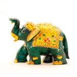 Hand-Painted Green Jade Royal Elephant Statue (3.2 Inches) – Traditional Rajasthani Walking Ambabari Sculpture - Image 6