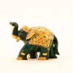 Hand-Painted Green Jade Royal Elephant Statue (2.7 Inches) – Traditional Rajasthani Walking Ambabari Sculpture - Image 4