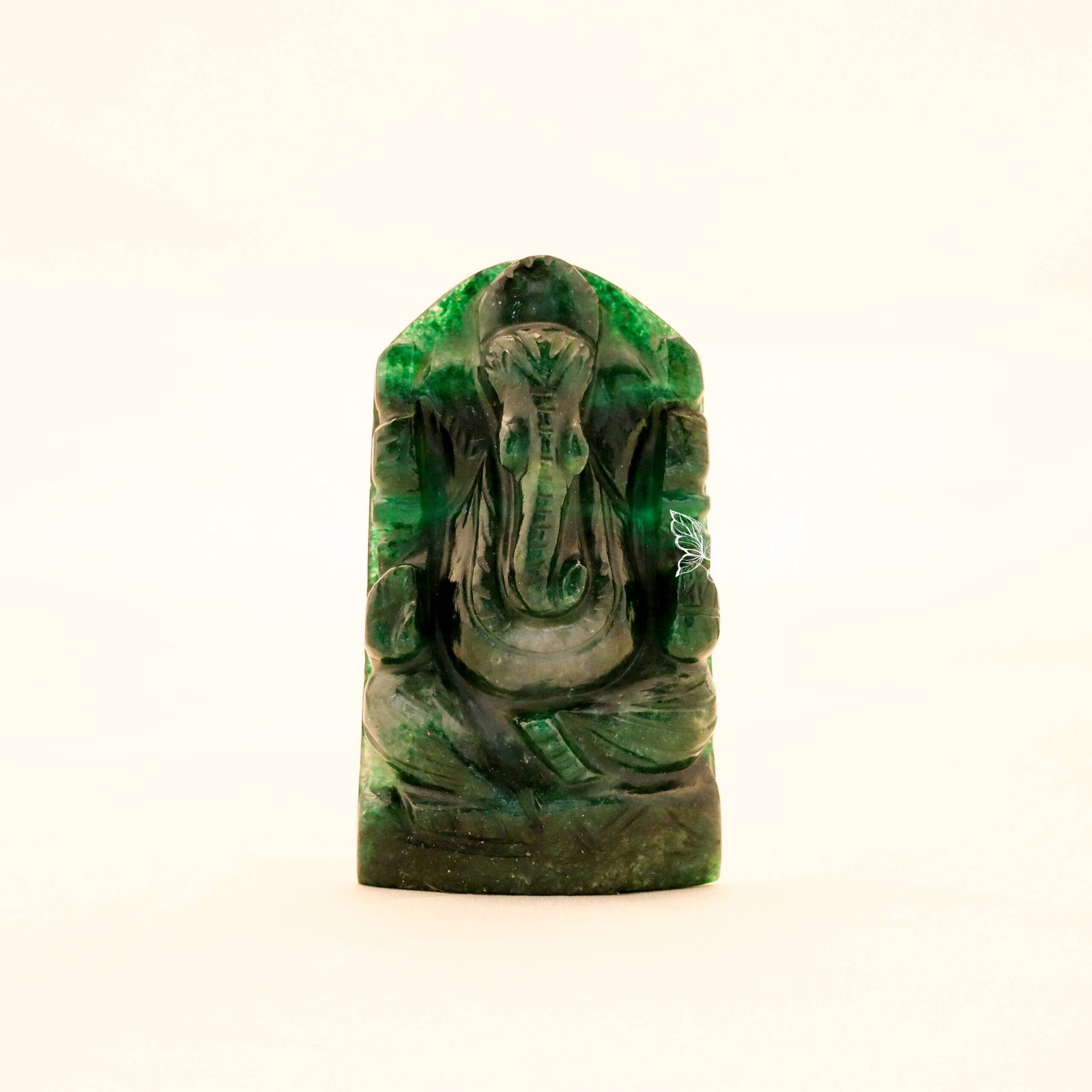 Hand-Carved Green Jade Lord Ganesha Statue (3.2 Inches) – Natural Miniature Gemstone Blessing Vinayaka Idol