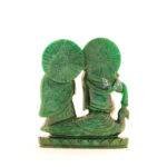 Hand-Carved Green Jade Radha Krishna Statue (7 Inches) – Divine Eternal Love Couple Idol - Image 4