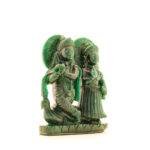 Hand-Carved Green Jade Radha Krishna Statue (7 Inches) – Divine Eternal Love Couple Idol - Image 2