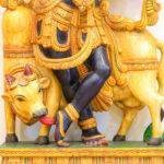 Hand-Carved Wooden Lord Krishna Statue (46 Inches) – Venugopala with Sacred Cow | Large Handmade Wooden Krishna Idol - Image 4