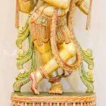 Hand-Carved Wooden Lord Krishna Statue (3 Feet) – Golden Venugopala Standing Sculpture - Image 2