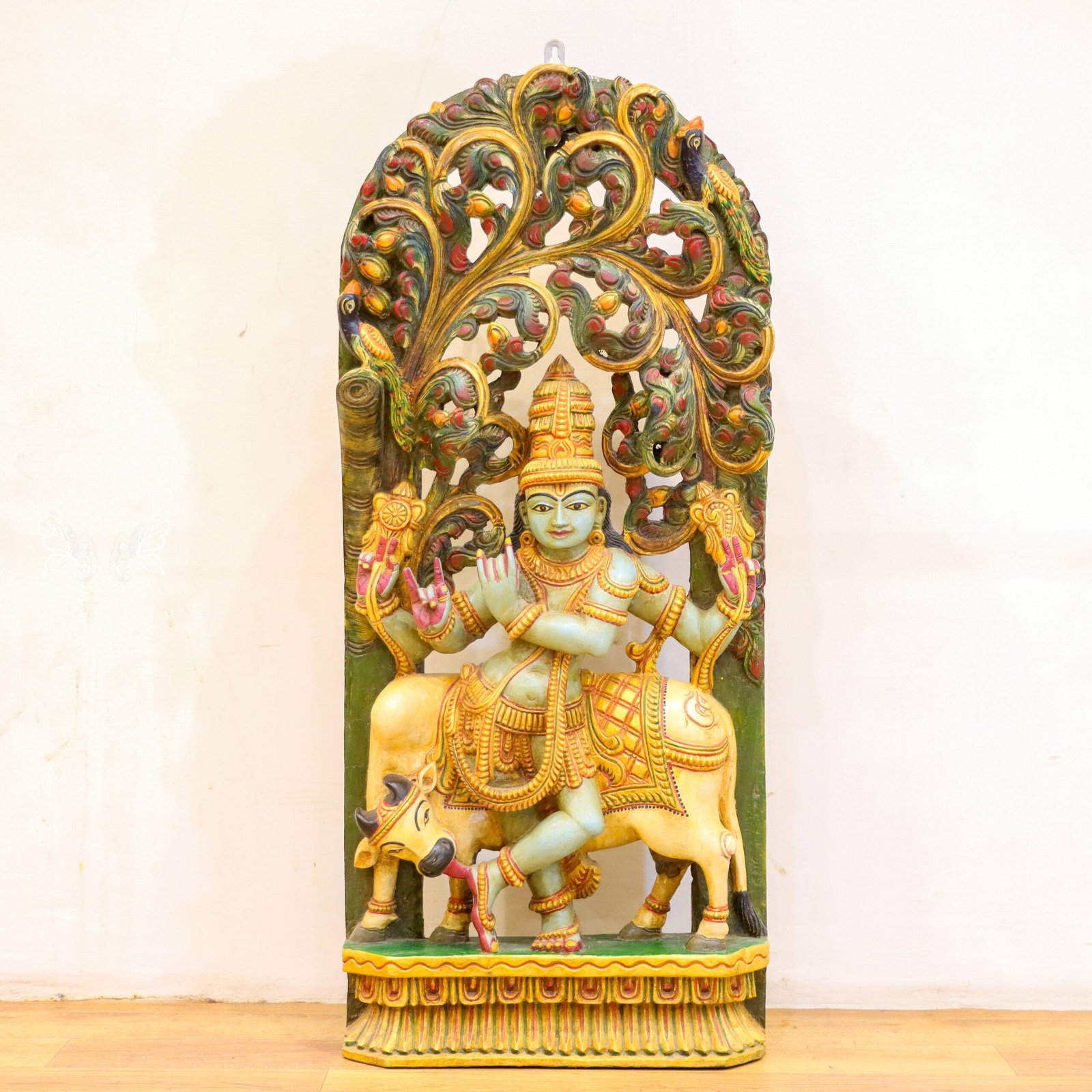 krishna wood carving (6) Krishna Wall Panel