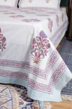 100% Jaipuri Cotton Bed Sheet Premium Hand Block Print | Floral Bedding Set | King & Super King | Handmade in India - Image 4