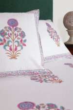 100% Jaipuri Cotton Bed Sheet Premium Hand Block Print | Floral Bedding Set | King & Super King | Handmade in India - Image 3