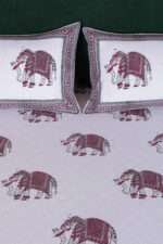 Luxury Hand Block Printed Cotton Bed sheet | Jaipuri Elephant Print | 100% Pure Cotton | King 90x108 & Super King 108x108 - Image 2