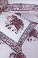 Luxury Hand Block Printed Cotton Bed sheet | Jaipuri Elephant Print | 100% Pure Cotton | King 90x108 & Super King 108x108 - Image 3