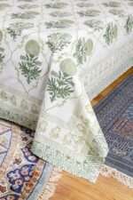 Botanical Green Hand Block Printed 100% Cotton Bedsheet - Image 2
