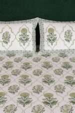 Botanical Green Hand Block Printed 100% Cotton Bedsheet - Image 5