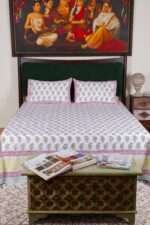 Block Print Jaipuri Paisley 100% Pure Cotton Bedsheet Set With Pillow Covers - Image 3