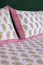 Block Print Jaipuri Paisley 100% Pure Cotton Bedsheet Set With Pillow Covers - Image 5
