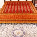 Handmade Stitch Cotton Kantha Bed Cover – Jaipuri Hand Block Printed King Size Bedspread in Terracotta & Red - Image 8