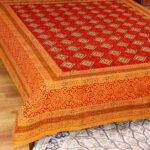 Handmade Stitch Cotton Kantha Bed Cover – Jaipuri Hand Block Printed King Size Bedspread in Terracotta & Red - Image 7