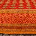 Handmade Stitch Cotton Kantha Bed Cover – Jaipuri Hand Block Printed King Size Bedspread in Terracotta & Red - Image 6