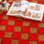 Handmade Stitch Cotton Kantha Bed Cover – Jaipuri Hand Block Printed King Size Bedspread in Terracotta & Red - Image 2