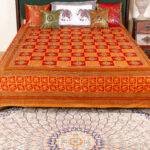 Hand Block Printed Kantha Bed Cover King Size – 100% Cotton Jaipuri Handmade Bedspread with Rustic Diamond Motif - Image 5