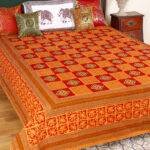 Hand Block Printed Kantha Bed Cover King Size – 100% Cotton Jaipuri Handmade Bedspread with Rustic Diamond Motif - Image 4