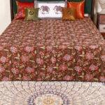 Block Printed Kantha Bed Cover Hand Embroidered | 100% Cotton King Size 90x108 Bedspread - Image 6