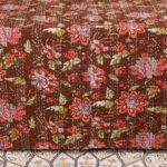 Block Printed Kantha Bed Cover Hand Embroidered | 100% Cotton King Size 90x108 Bedspread - Image 4