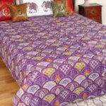 Block Printed Kantha Bed Cover Handmade Embroidered | 100% Cotton King Size 90x108 Bedspread - Image 4
