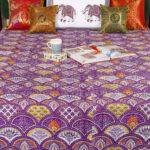 Block Printed Kantha Bed Cover Handmade Embroidered | 100% Cotton King Size 90x108 Bedspread - Image 2