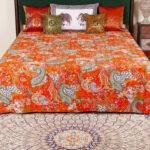 Jaipur Hand Block Printed Cotton Kantha Bed Cover | King Size 90x108 Handmade Bedspread - Image 5
