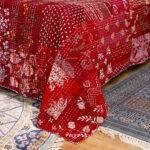 Vintage Patchwork Kantha Bed Cover – Handmade Hand Block Printed Cotton Quilt, King Size Bedspread - Image 2