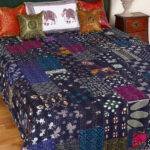 Handcrafted Patchwork Kantha Bed Cover – Pure Cotton Hand Block Printed Quilt, Ethnic Bohemian King Size Bedspread - Image 6