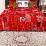 Boho Patchwork Kantha Bed Cover – Hand Block Printed 100% Cotton Quilt, Artisan Handmade Jaipuri Bedding - Image 2