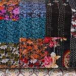 Jaipuri Hand Block Print Patchwork Kantha Bed Cover – Handmade Cotton Bedspread with Traditional Running Stitch Quilt - Image 7