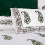 Jaipuri Hand Block Printed King Size Bedsheet – 100% Pure Cotton Pejali Paisley Design with 2 Pillow Covers - Image 5