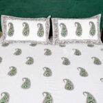 Jaipuri Hand Block Printed King Size Bedsheet – 100% Pure Cotton Pejali Paisley Design with 2 Pillow Covers - Image 3