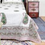 Jaipuri Hand Block Printed King Size Bedsheet – 100% Pure Cotton Pejali Paisley Design with 2 Pillow Covers - Image 2