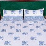 Jaipuri Royal Elephant Hand Block Printed King Size Cotton Bedsheet – 100% Pure Cotton with 2 Pillow Covers | Handmade in India - Image 5