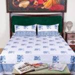 Jaipuri Royal Elephant Hand Block Printed King Size Cotton Bedsheet – 100% Pure Cotton with 2 Pillow Covers | Handmade in India - Image 3