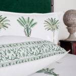 Jaipuri Palm Tree Hand Block Printed King Size Bedsheet – 100% Pure Cotton with 2 Pillow Covers | Handmade Tropical Indian Cotton Bedding - Image 6