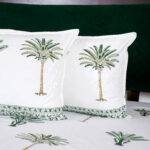 Jaipuri Palm Tree Hand Block Printed King Size Bedsheet – 100% Pure Cotton with 2 Pillow Covers | Handmade Tropical Indian Cotton Bedding - Image 5