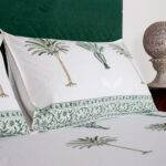 Jaipuri Palm Tree Hand Block Printed King Size Bedsheet – 100% Pure Cotton with 2 Pillow Covers | Handmade Tropical Indian Cotton Bedding - Image 4
