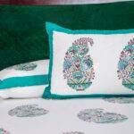 Hand Block Printed King Size Bedsheet – 100% Pure Cotton Floral Paisley Design with 2 Pillow Covers | Handmade Indian Cotton Bedding - Image 2