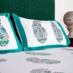 Hand Block Printed King Size Bedsheet – 100% Pure Cotton Floral Paisley Design with 2 Pillow Covers | Handmade Indian Cotton Bedding - Image 5