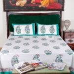 Hand Block Printed King Size Bedsheet – 100% Pure Cotton Floral Paisley Design with 2 Pillow Covers | Handmade Indian Cotton Bedding - Image 3