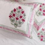 Jaipuri Hand Block Printed Pink Floral Bed Sheet – 100% Pure Cotton King Size Bed Sheet with Pillow Covers | Traditional Indian Block Print Bedding - Image 5