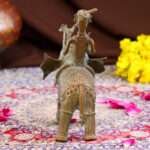 Handcrafted Tribal Dhokra Brass Elephant With Tribal Man – Lost Wax Indian Art - Image 4