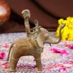 Handcrafted Tribal Dhokra Brass Elephant With Tribal Man – Lost Wax Indian Art - Image 3