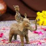 Handcrafted Tribal Dhokra Brass Elephant With Tribal Man – Lost Wax Indian Art - Image 2