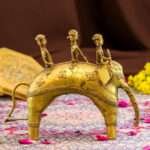 Handmade Brass Dhokra Tribal Elephant with Tribal Men | Traditional Indian Folk Art Sculpture - Image 2